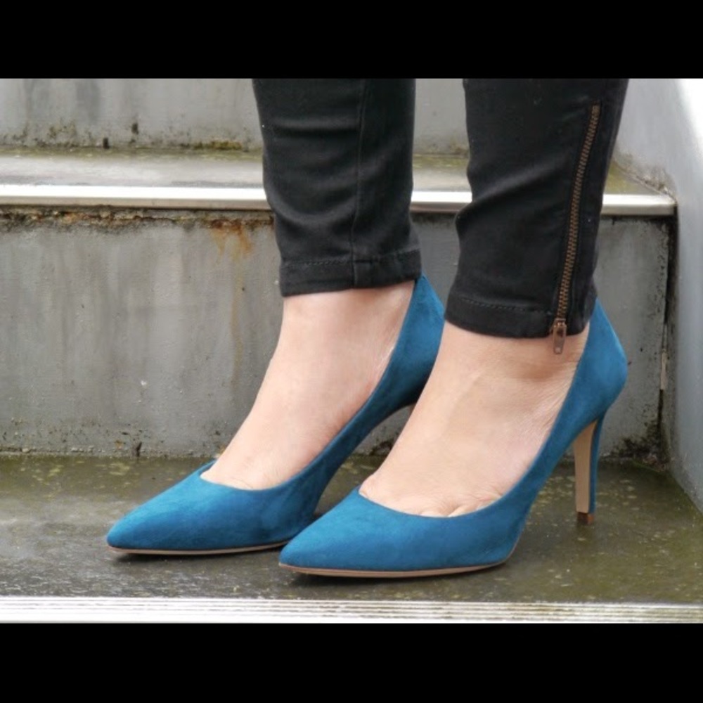 J CREW Gorgeous Everly Teal Suede Pumps - Picture 2 of 8